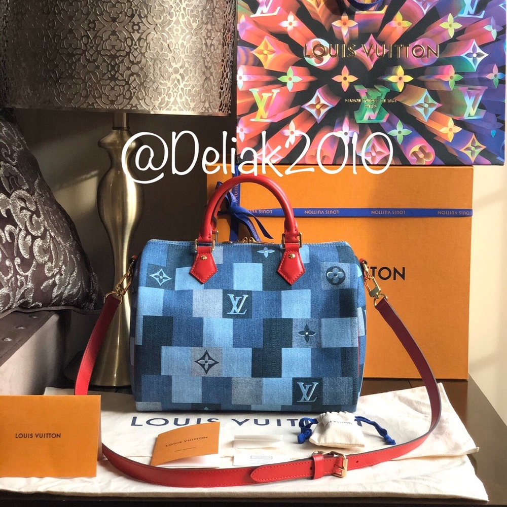 SOLD! Louis Vuitton Denim Speedy Bandouliere 30